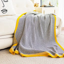 Yellow edge black & white diagonal stripe sofa blanket living room