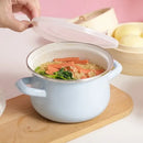Yellow enamel cooking pot with lid kitchen enamel stock pot
