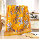 Yellow floral and bird cotton large bath towel bathroom decor