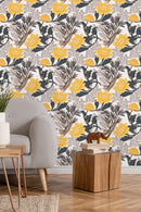Contemporary Yellow Flowers Wallpaper Vogue