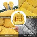 Yellow & gray bunny cartoon velvet chair cushion bedroom back support