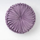 Yellow pleated velvet round throw pillow living room decor
