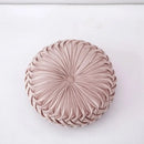 Yellow pleated velvet round throw pillow living room decor