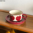 Yellow & red fruits pattern porcelain coffee mug set dining room
