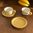 Yellow & red fruits pattern porcelain coffee mug set dining room