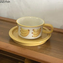 Yellow & red fruits pattern porcelain coffee mug set dining room