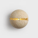 Yellow travertine dino egg stone wall lamp bedroom gold accent sconce