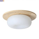 Yellow travertine led ceiling lamp living room frosted glass light