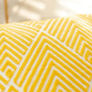 Yellow & white geometric embroidery canvas cushion cover living room