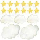 Watercolor Decals Sun & Clouds - Fabric Nursery Wall Art