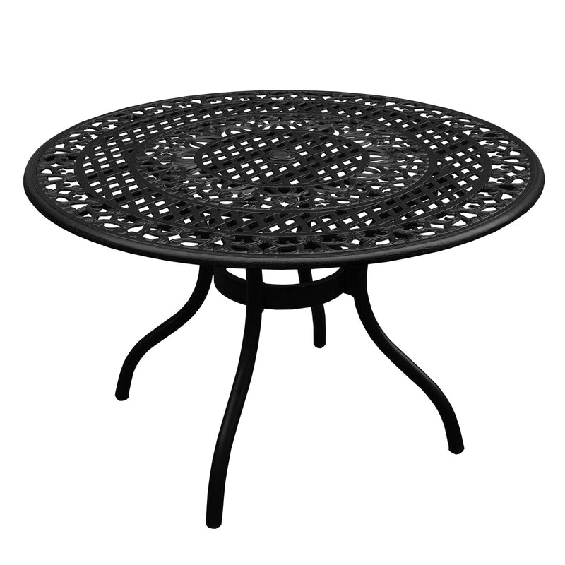 Outdoor Aluminum 5pc Round Black Patio Dining Set with Four Chairs