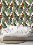 Parrots on Leaves Wallpaper