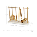 4-Piece Bar Tool Set in Gold with Marble and Stainless Steel Stand