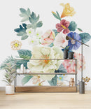 Flowers on White Wallpaper