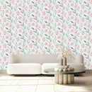 Contemporary Pink Flowers Wallpaper Chic
