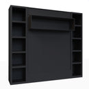 Easy-Lift Queen Murphy Wall Bed in Black with Two Bookshelves
