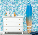 Contemporary Blue Floral Wallpaper Tasteful