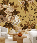 Contemporary Modern Beige Floral Wallpaper