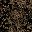 Gold Flowers on Black Background Wallpaper