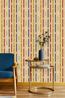 Multicolored Lines on Yellow Wallpaper