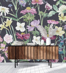 Dark Wallpaper with Meadow Flowers