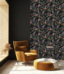 Voguish Dark Floral Wallpaper Fashionable