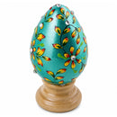 Jeweled Green Flowers Wooden Easter Egg