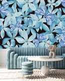 Dark Wallpaper with Flowers and Butterflies
