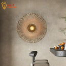 Zen natural bamboo weaving wall lamp for living room