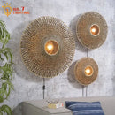 Zen natural bamboo weaving wall lamp for living room