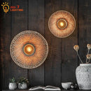 Zen natural bamboo weaving wall lamp for living room