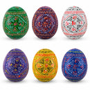 6 Basic Geometric Ukrainian Wooden Easter Eggs Pysanky