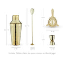Hammered 4-Piece Barware Set in Gold