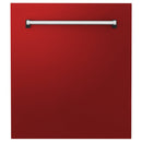 ZLINE 24" Dishwasher in Red Matt panel, Stainless Tub, DWV-RM-24