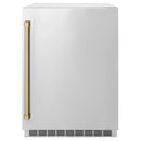 ZLINE 24 in. Touchstone Beverage Fridge, Solid Stainless Door, Champagne Bronze Handle RBSOZ-ST-24-CB