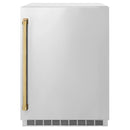 ZLINE 24 in. Touchstone Beverage Fridge, Solid Stainless Door, Polished Gold Handle RBSOZ-ST-24-G