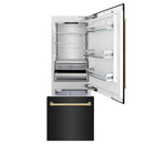 ZLINE 30" Autograph 16.1 cu. ft. 2-Door Bottom Freezer Fridge Water/Ice Dispenser Black Stainless Steel Gold Accents RBIVZ-BS-30-G