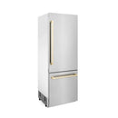 ZLINE 30” Autograph 16.1 cu. ft. 2-Door Bottom Freezer Fridge Water/Ice Dispenser Stainless Steel Gold Accents RBIVZ-304-30-G