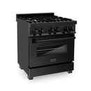 ZLINE 30" Black Stainless, Gas/Electric Oven, Brass Burners, RAB-BR-30