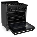 ZLINE 30" Black Stainless, Gas/Electric Oven, Brass Burners, RAB-BR-30