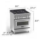 ZLINE 30" Professional Dual Fuel Range, White Matte Door, RA-WM-30
