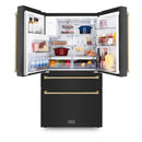 ZLINE 36" Autograph French Door Refrigerator with Water and Ice Dispenser in  Black Stainless Steel RFMZ-W-36-BS-CB