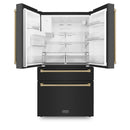 ZLINE 36" Autograph French Door Refrigerator with Water and Ice Dispenser in  Black Stainless Steel RFMZ-W-36-BS-CB