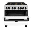 ZLINE 36" Autograph, Range, Dual Fuel, White door, RASZ-WM-36-MB