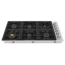 ZLINE 36" Gas Cooktop with 6 Gas Brass Burners and Black Porcelain Top RC-BR-36-PBT