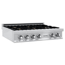 ZLINE 36" Porcelain Rangetop, DuraSnow®, 6 Brass Burners, RTS-BR-36