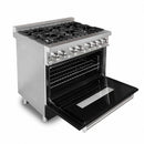 ZLINE 36" Professional Dual Fuel Range, Black Matte Door, RA-BLM-36