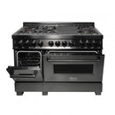 ZLINE 48" Black Stainless, Gas Burner, Electric Oven Range, RAB-48