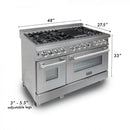 ZLINE 48" Dual Fuel Range in Snow Stainless, Red Gloss Door, RAS-RG-48