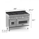 ZLINE 48" Professional Dual Fuel Range with Red Matte Door, RA-RM-48